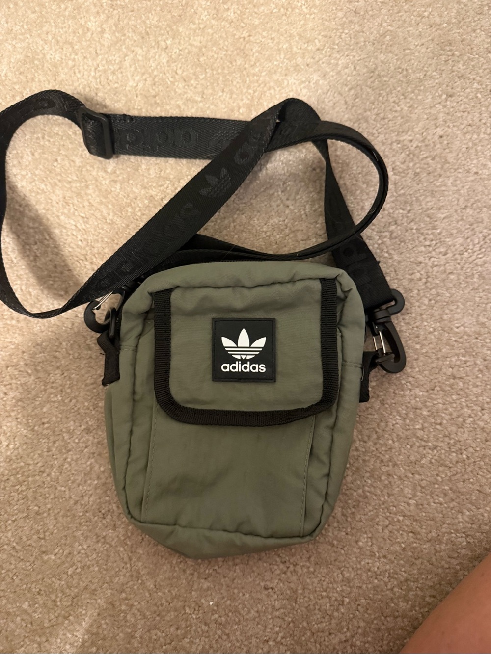 adidas Originals Olive Green and Black Mini Crossbody Bag